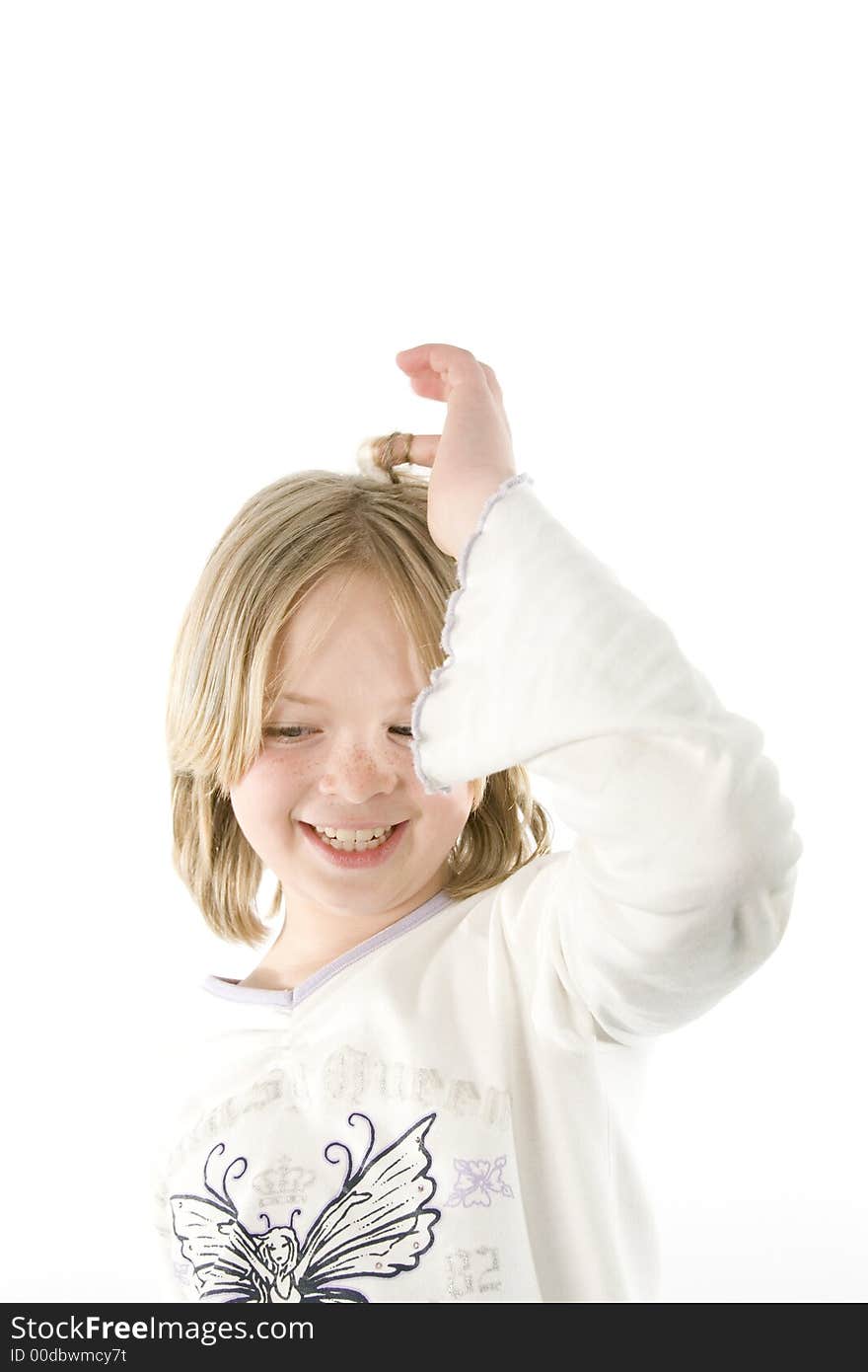 A girl having fun in front of the camera