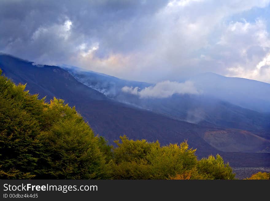 Suggestive eruption of the Etna volcanic mountain. Suggestive eruption of the Etna volcanic mountain