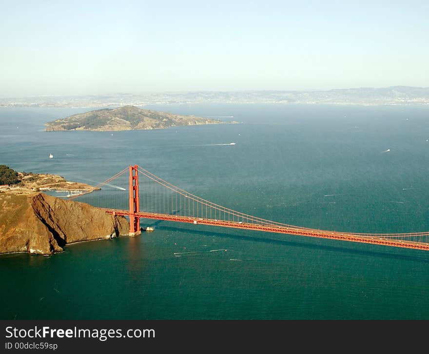 Aerial shot of the Golden Gate Bridge