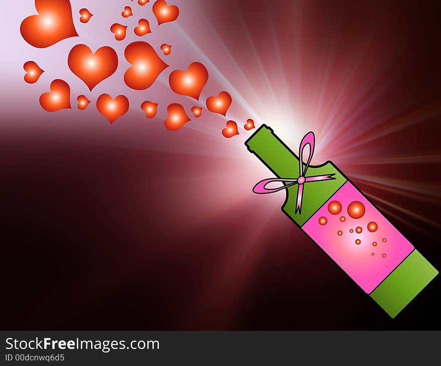 Illustration of an exploding champagne bottle