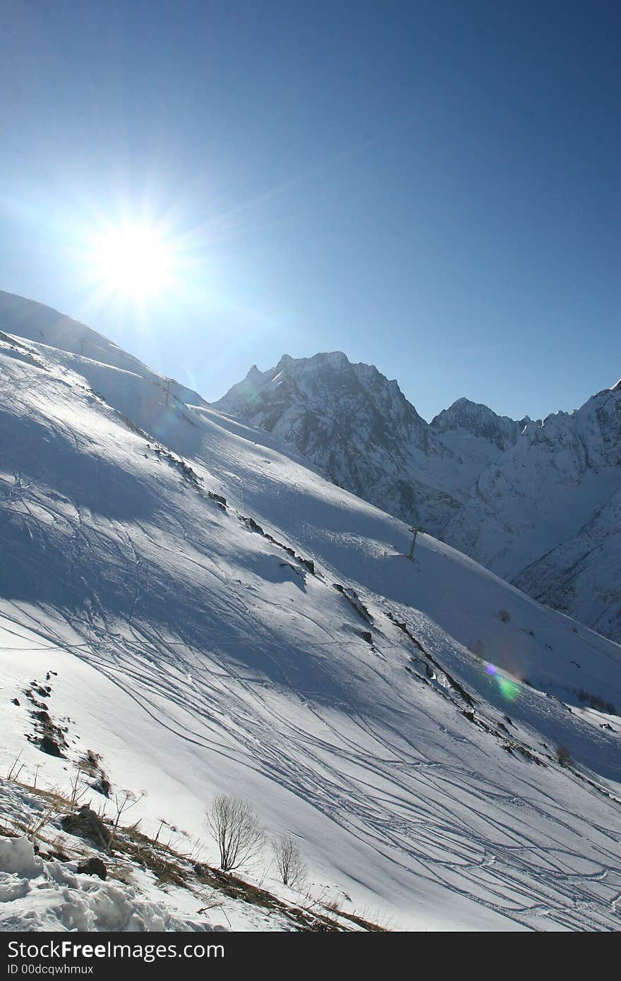 Winter resort in Northern Caucasia, Russia. One of the most beautiful and popular place for Russian skiers and snowboarders. Winter resort in Northern Caucasia, Russia. One of the most beautiful and popular place for Russian skiers and snowboarders.