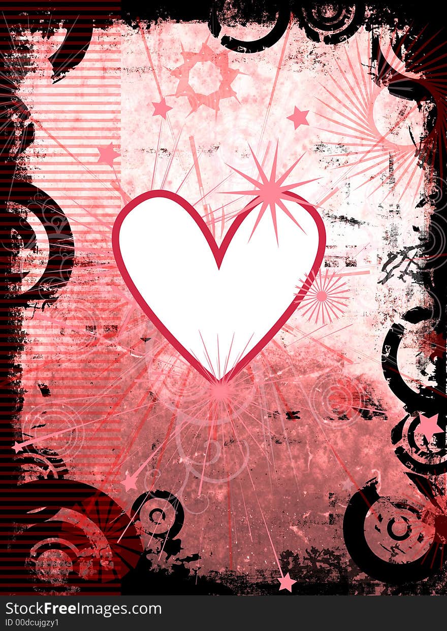 Grunge style background with heart detail