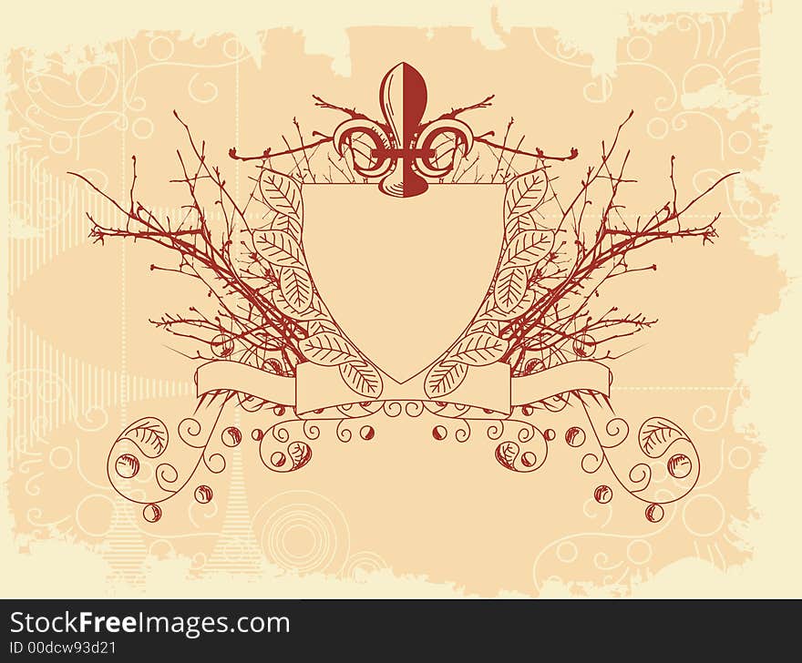 Grunge style border with ornate decoration - additional ai and eps format available on request