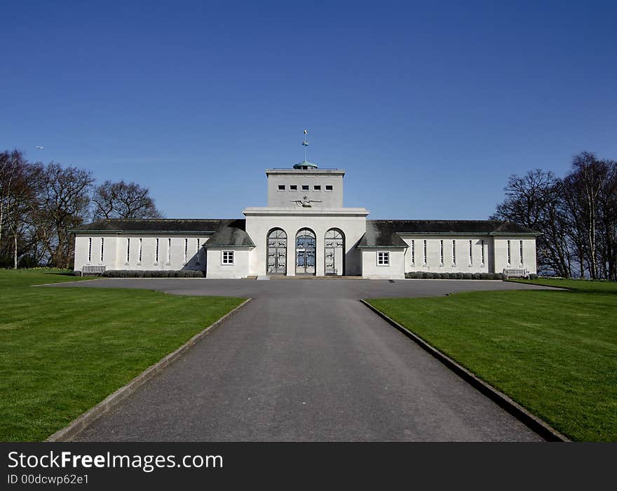 Clear Blue Skies above Runnymede Air Forces Memorial in England. Clear Blue Skies above Runnymede Air Forces Memorial in England