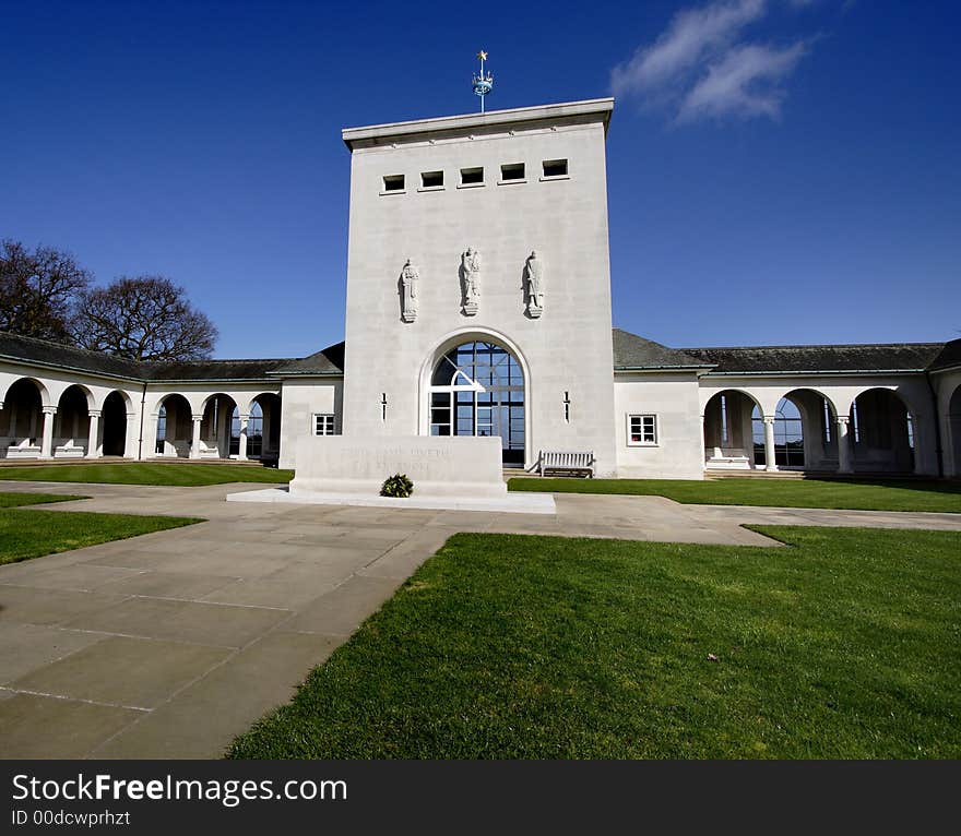 Clear Blue Skies above Runnymede Air Forces Memorial in England. Clear Blue Skies above Runnymede Air Forces Memorial in England