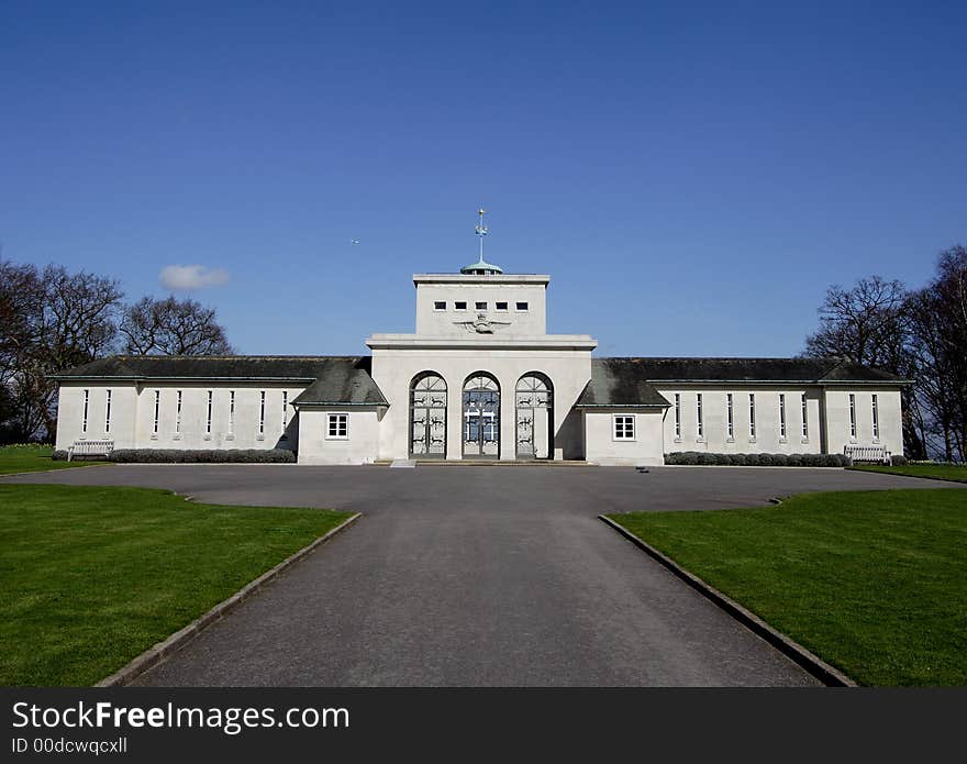 Clear Blue Skies above Runnymede Air Forces Memorial in England. Clear Blue Skies above Runnymede Air Forces Memorial in England