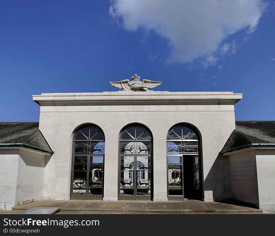 Clear Blue Skies above Runnymede Air Forces Memorial in England. Clear Blue Skies above Runnymede Air Forces Memorial in England