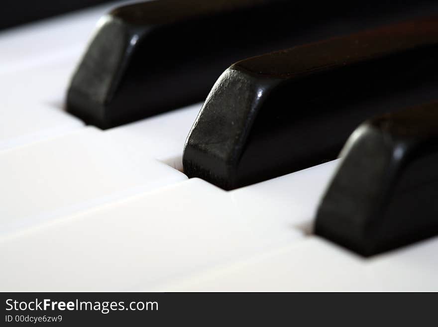 A keyboard of a piano