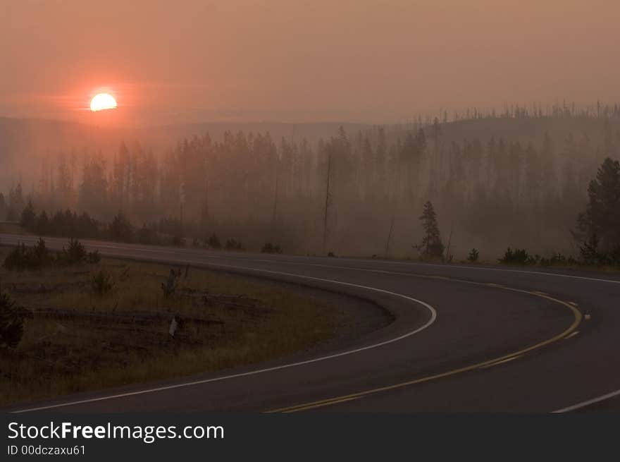 Sunrise over the highway