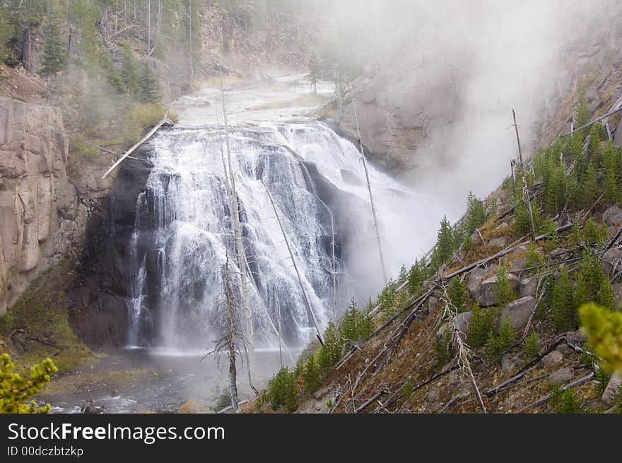 A waterfall in yellowstone national park
