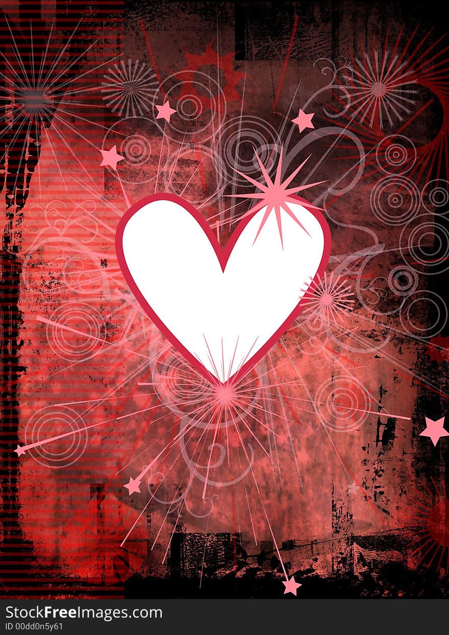 Grunge style background with heart detail