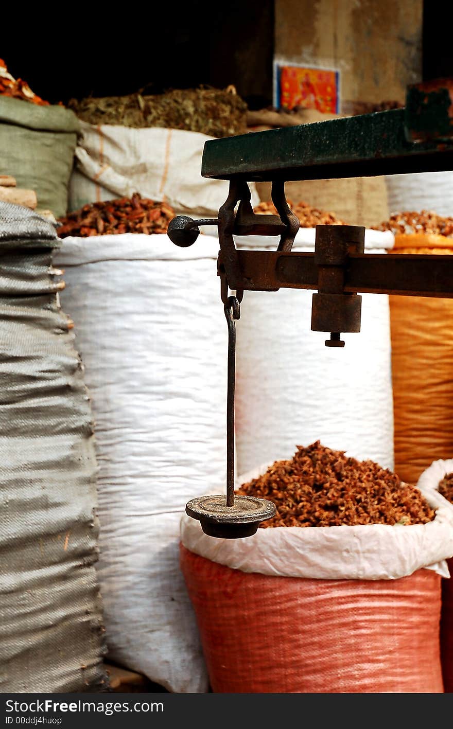 Weighting  machine in a  maket in Sichuan,west of China. Weighting  machine in a  maket in Sichuan,west of China