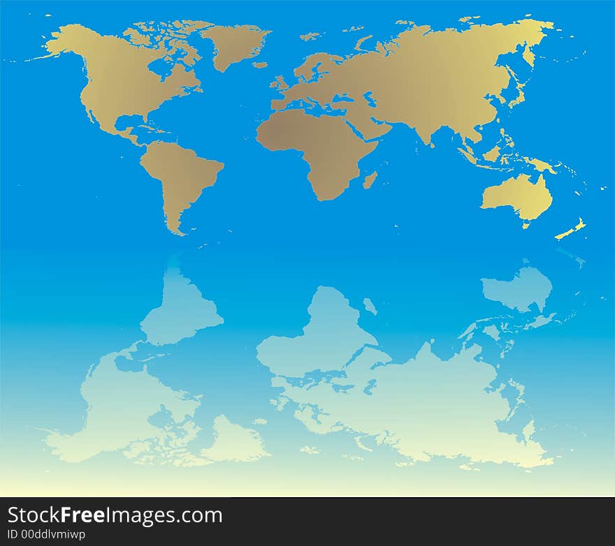 Detailed map of the world with reflection (vector) with eps file as additional download. Detailed map of the world with reflection (vector) with eps file as additional download