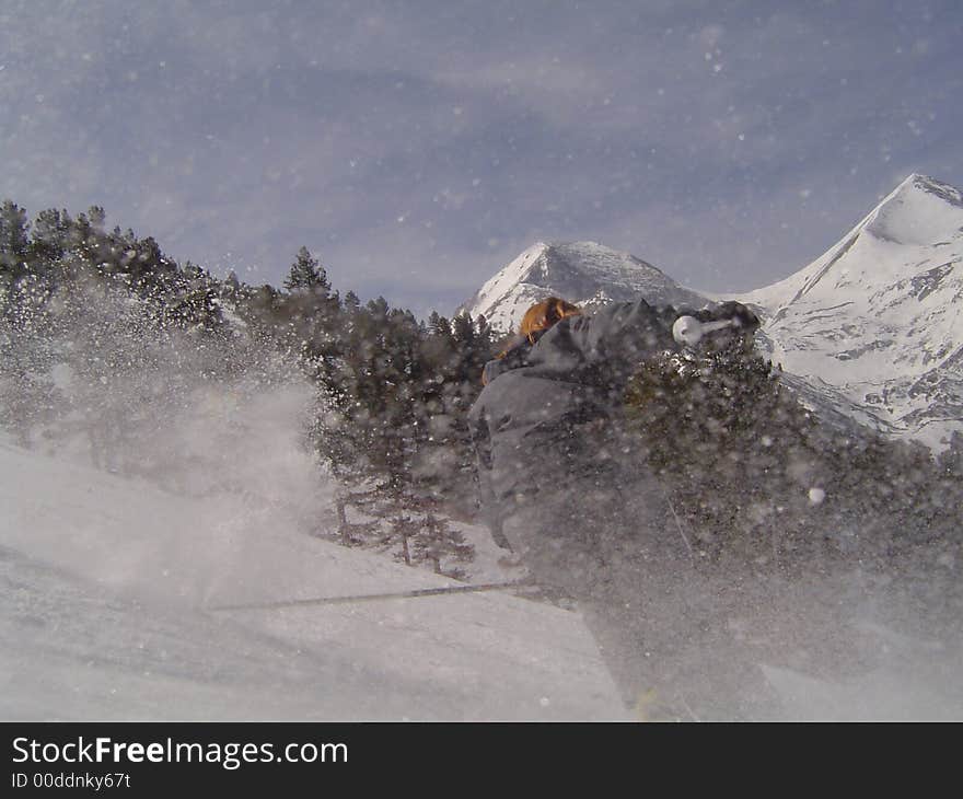 Action photo of woman skier