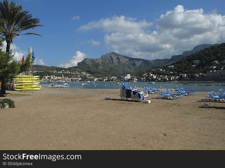 Majorca view on beach, bay and mountains. Majorca view on beach, bay and mountains