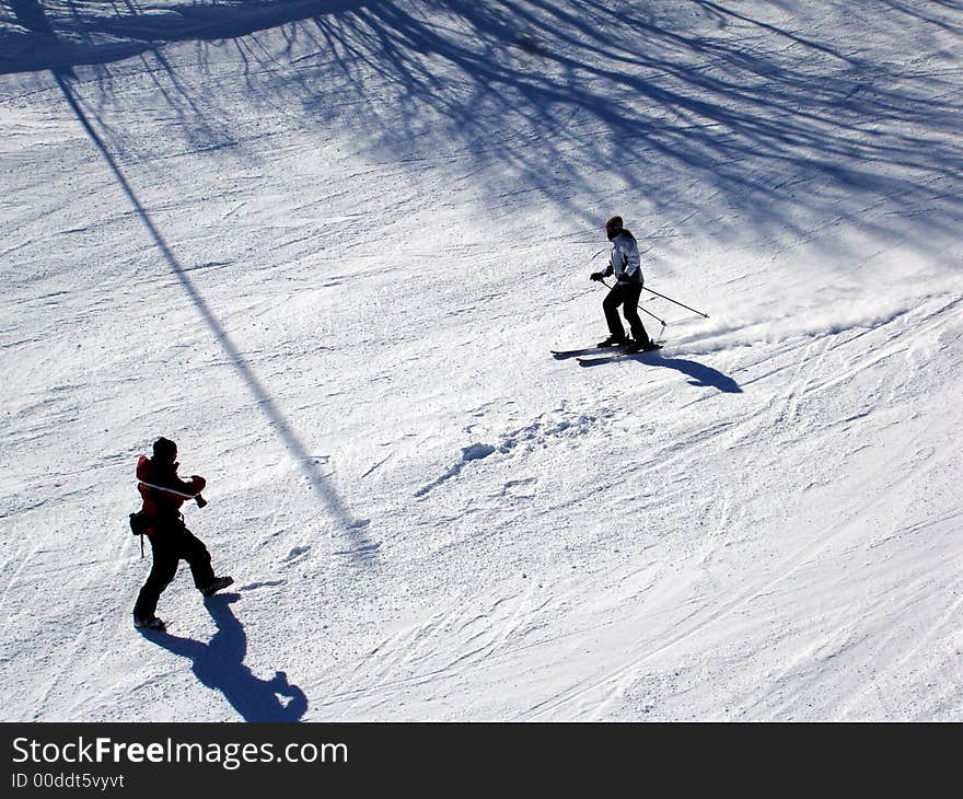 Photographer and skier on the slop of KIllington, VT