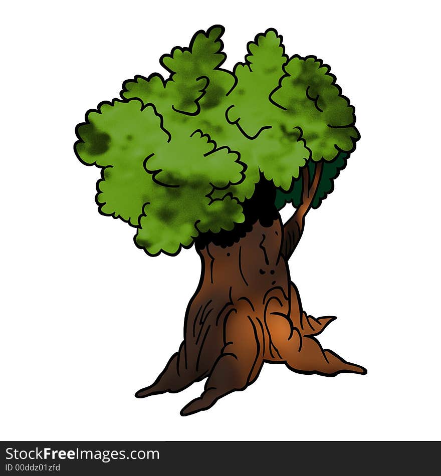 Tree 12 Deciduous - High detailed and coloured cartoon illustration. Tree 12 Deciduous - High detailed and coloured cartoon illustration