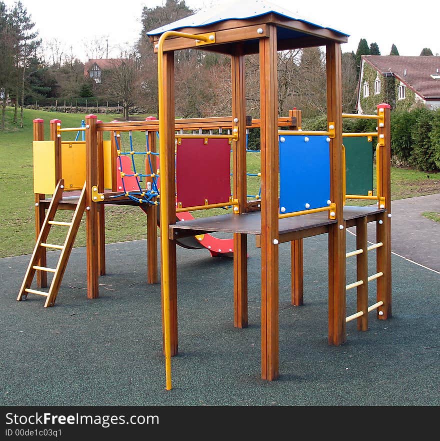 equipment in a childrens playground in park