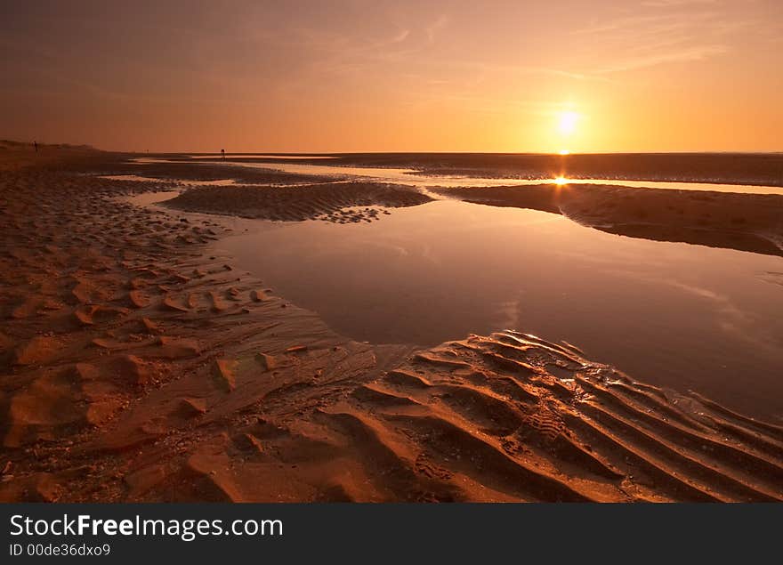 Sunset evening on the beach