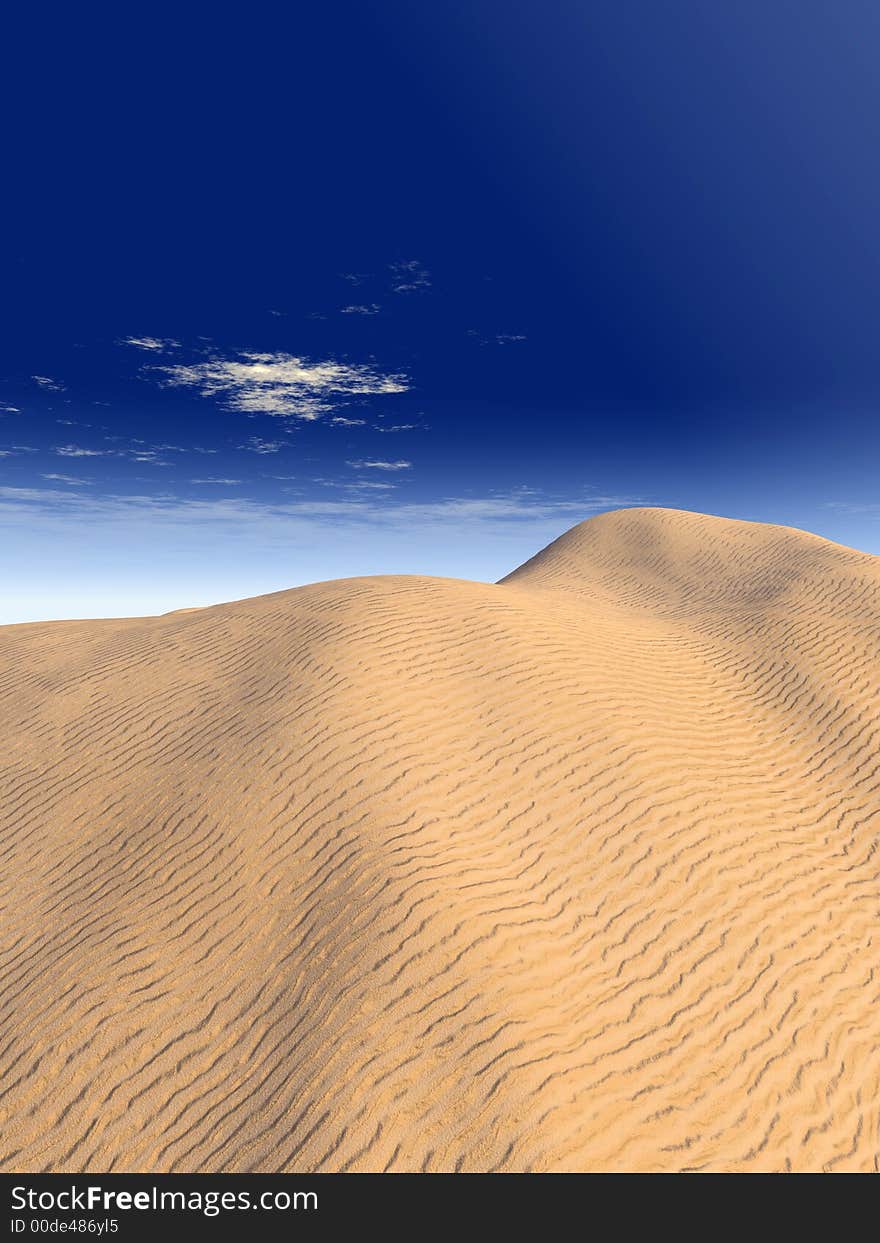 Sand dunes landscape and blue sky - digital artwork. Sand dunes landscape and blue sky - digital artwork.