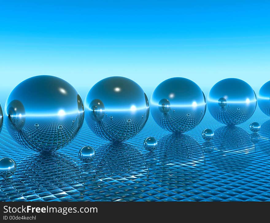 Abstract 3D composition - ball set on glass surface. Abstract 3D composition - ball set on glass surface.