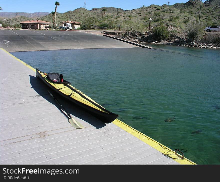 Folding sea kayak ready for launch