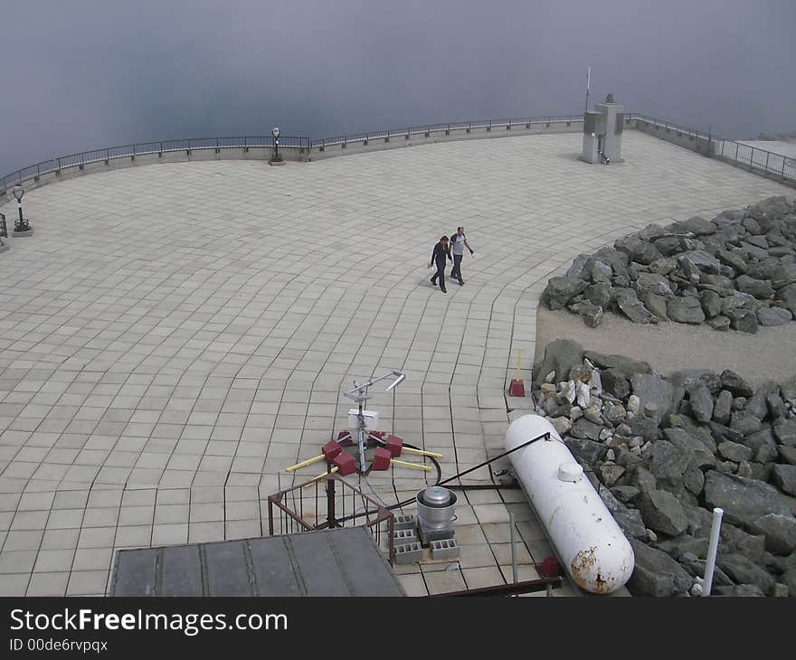 Observation deck in fog, mount washington, new hampshire