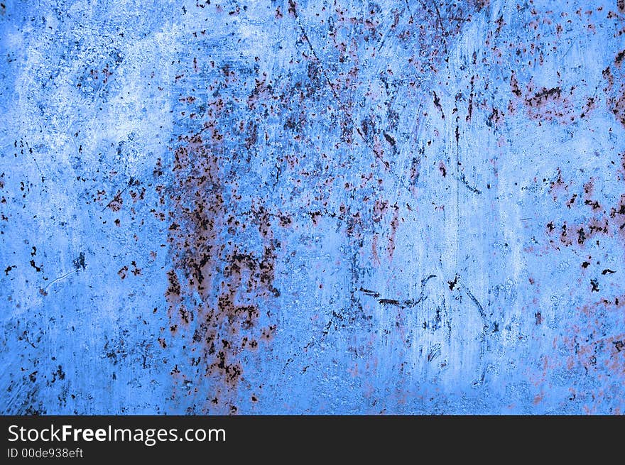 Colorful rusty sheet of old blue and white metal. Colorful rusty sheet of old blue and white metal