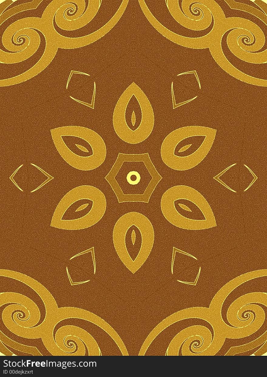 Floral Pattern In Gold Brown