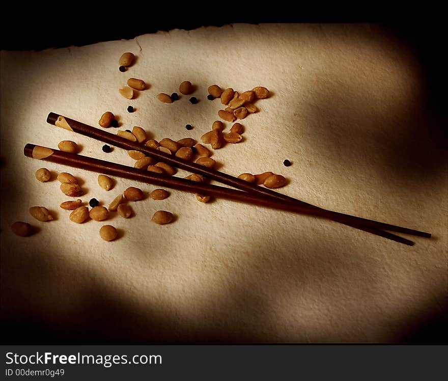 Chopsticks on old paper