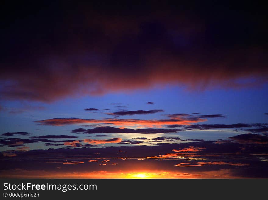 Amazingly colourful sunset over Snaefellsnes Peninsula Iceland