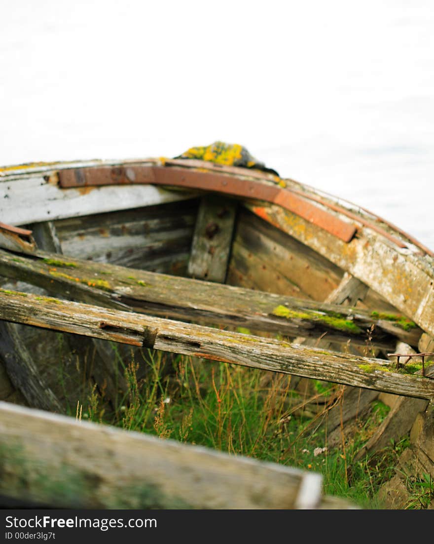 Grass filled disused boat