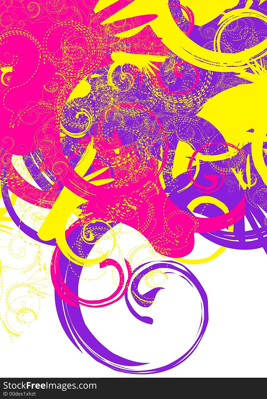 Colorful swirls yellow violet magenta