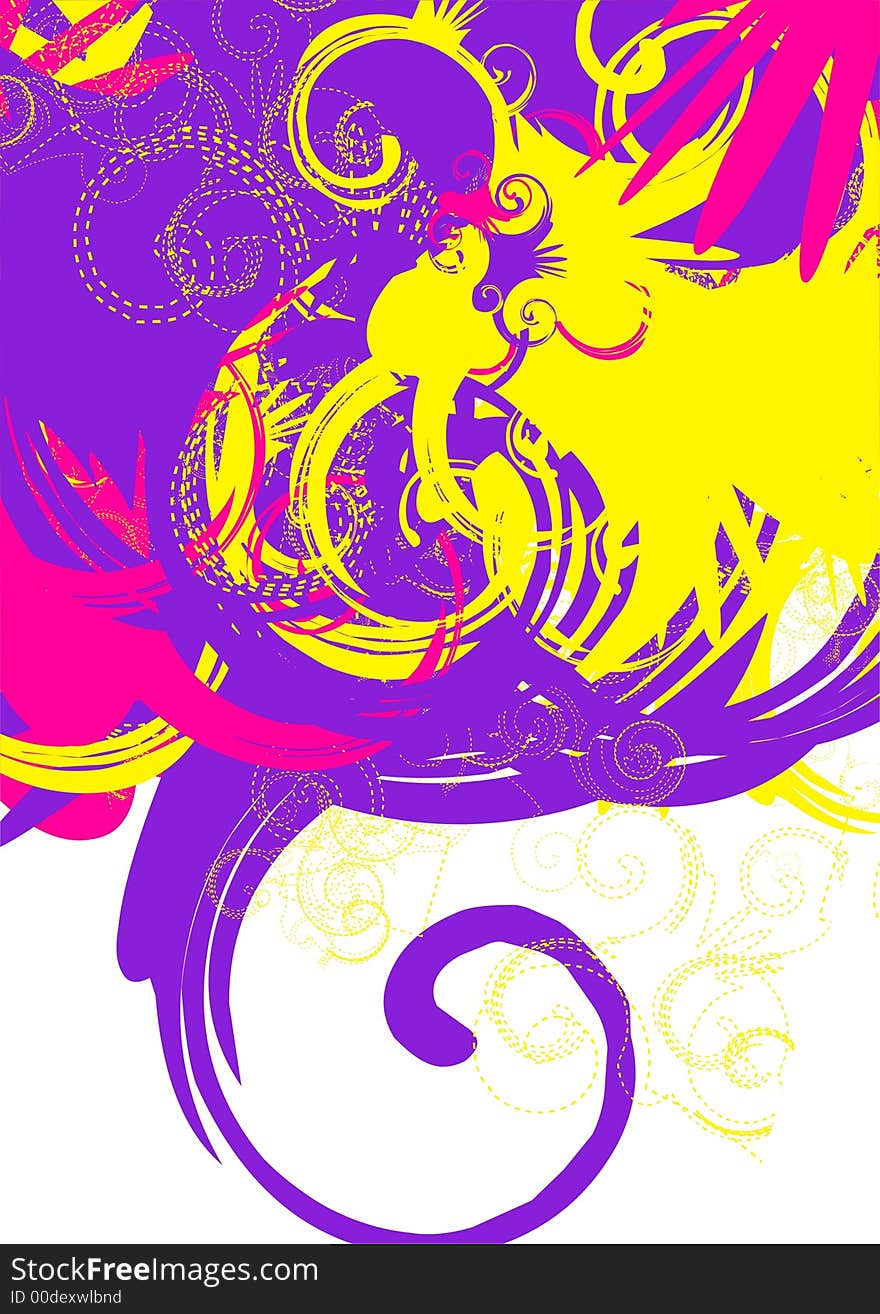 Colorful swirls yellow violet magenta