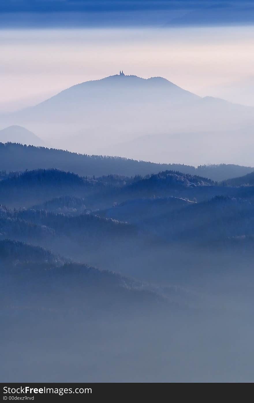 Foggy view from mountains