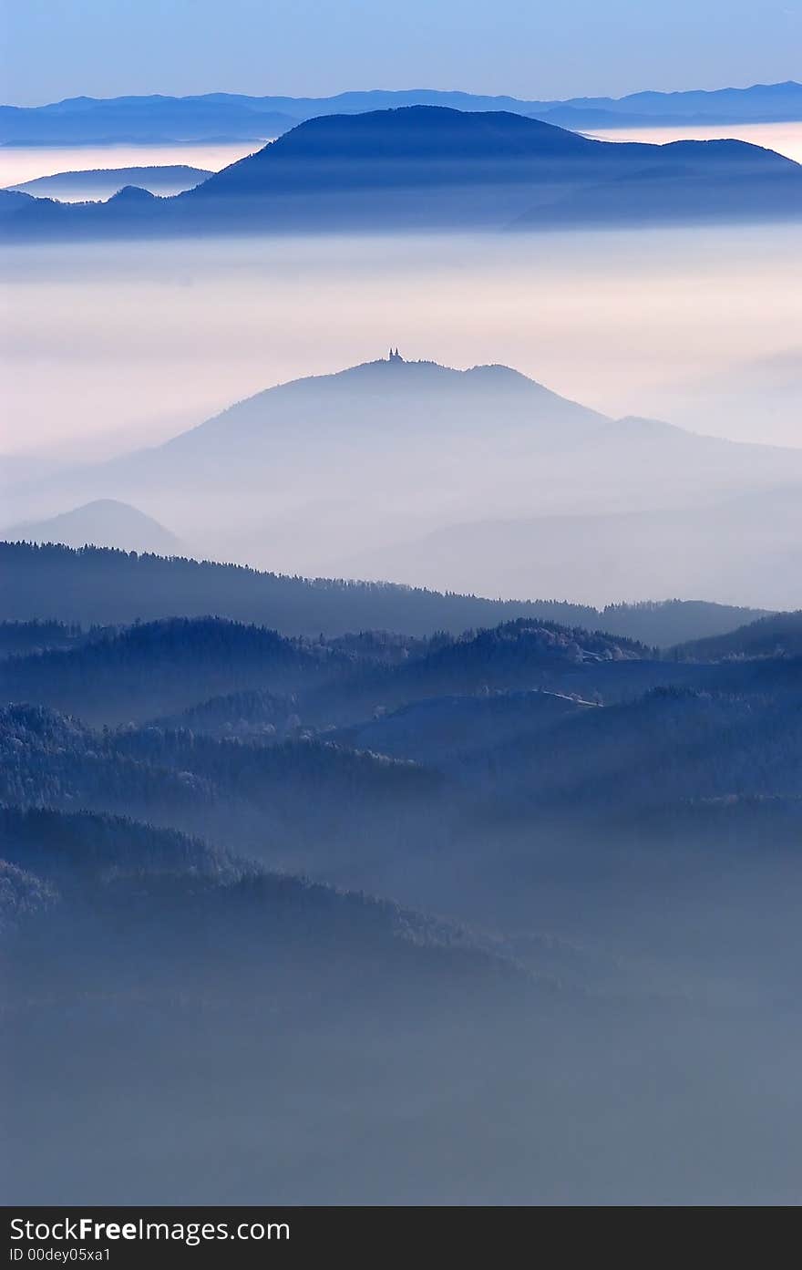 Foggy view from mountains