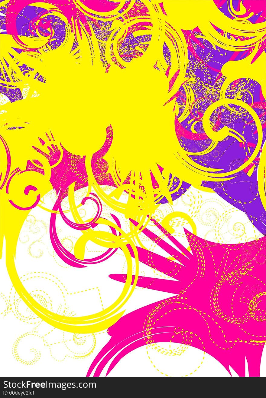 Colorful swirls yellow violet magenta