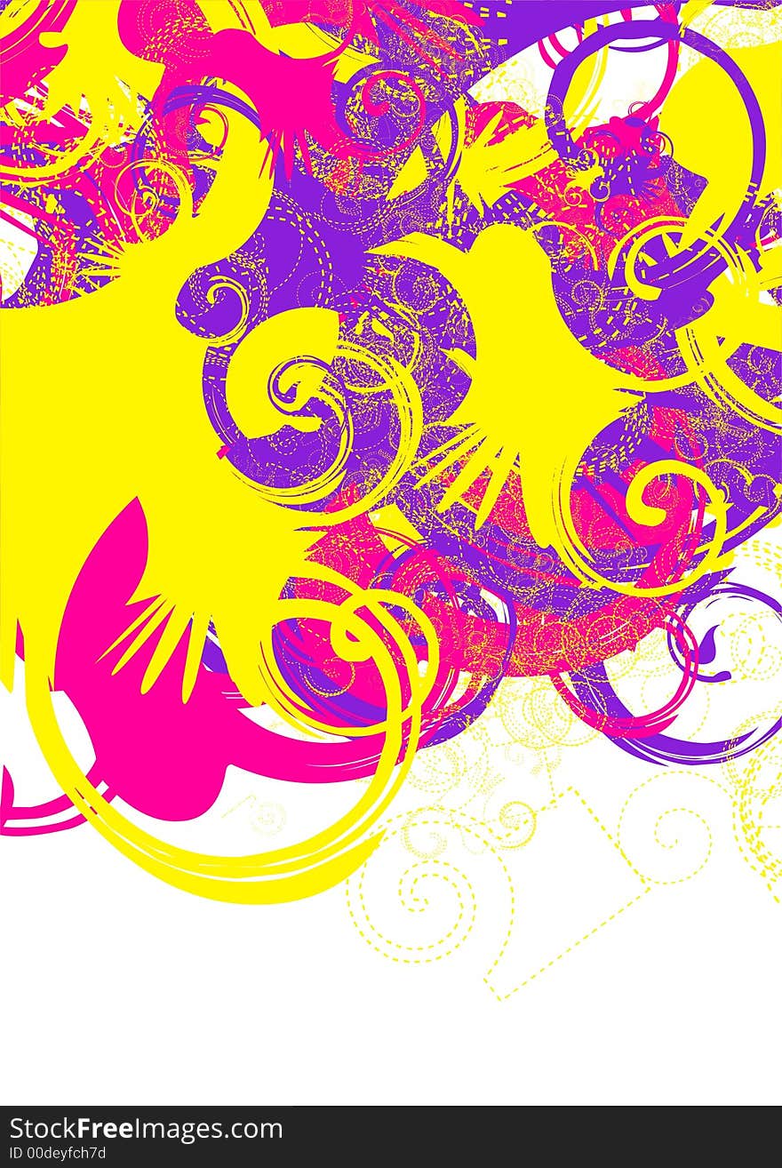 Colorful swirls yellow violet magenta