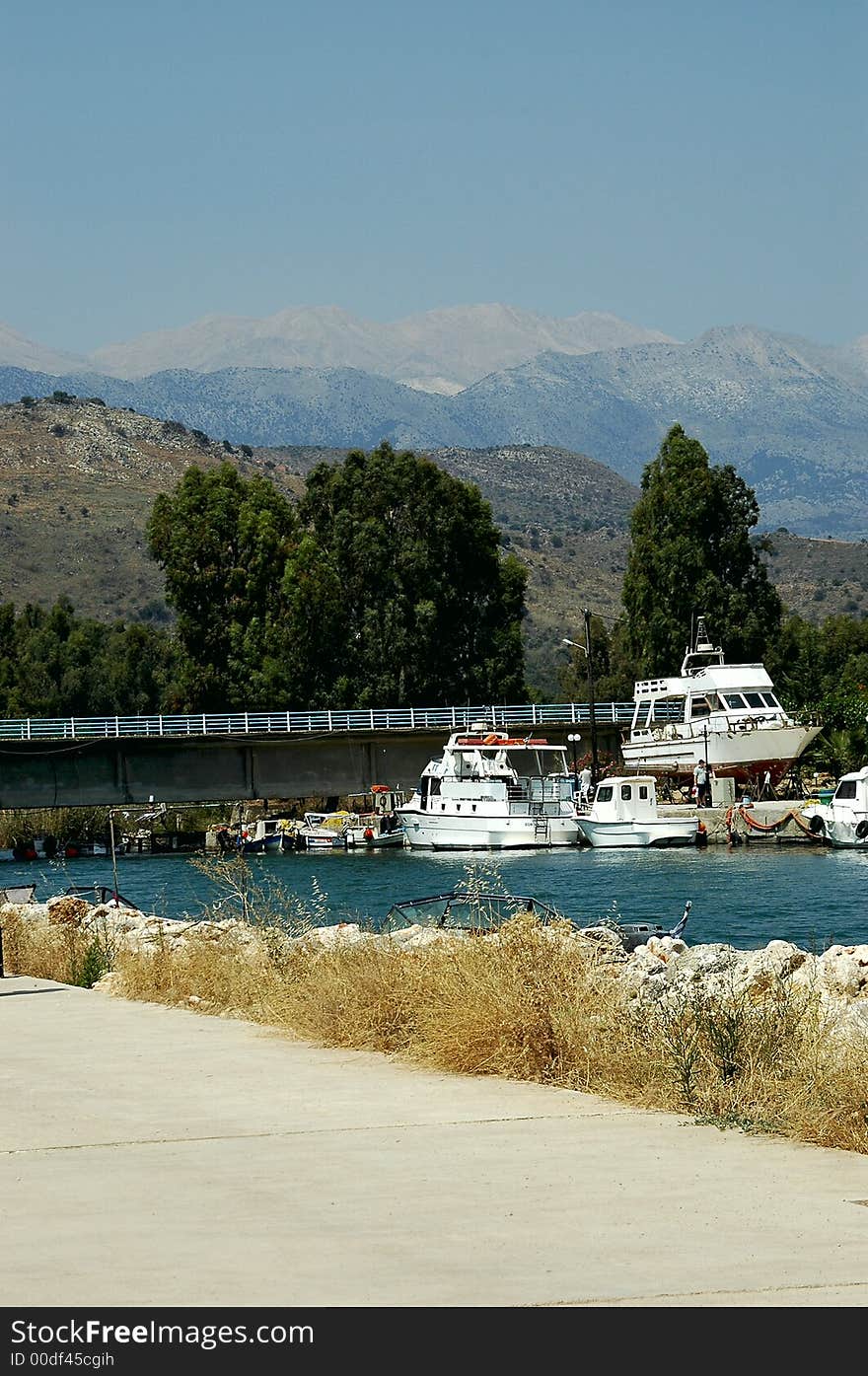 Crete port fishing boat