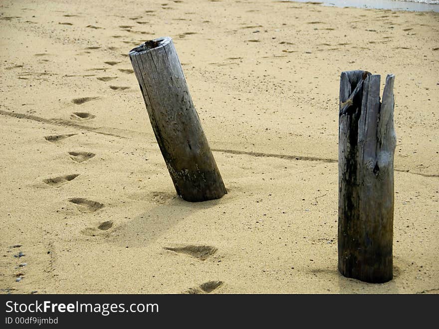 Posts on a beach