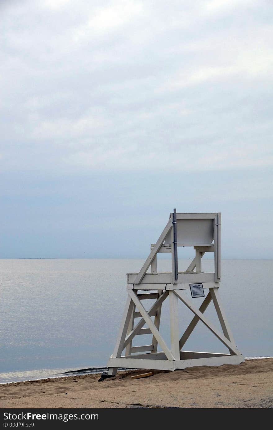 Lifeguard chair on a deserted beach