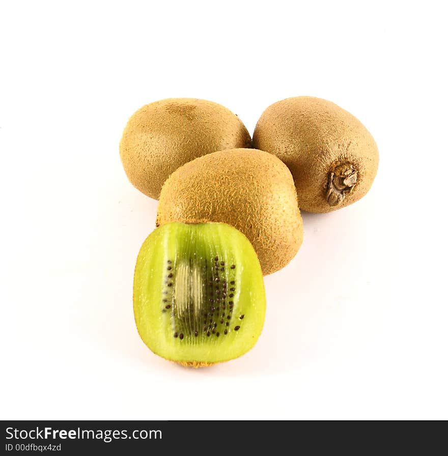 Close up photo of kiwi fruits isolated on white