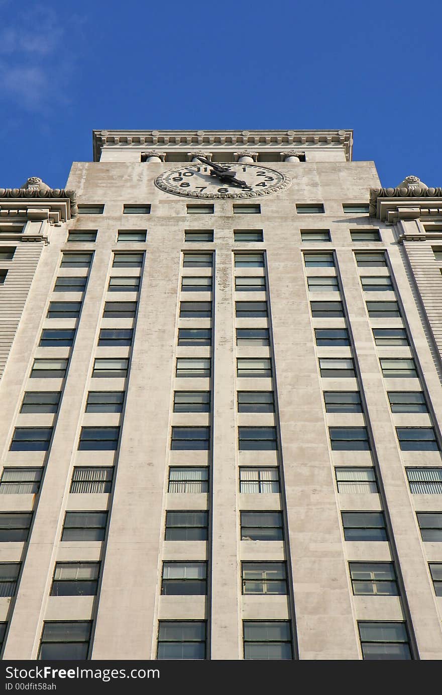 Modern building in Manhattan with clock. Modern building in Manhattan with clock