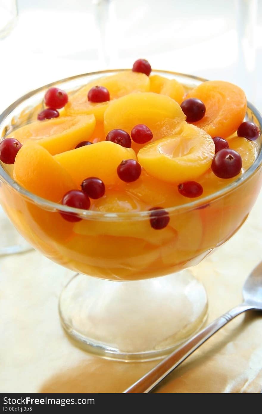 Dessert with apricots.