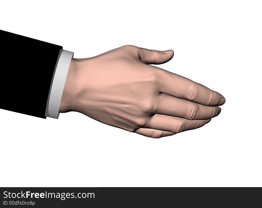 Businessman proposing a deal on a white background