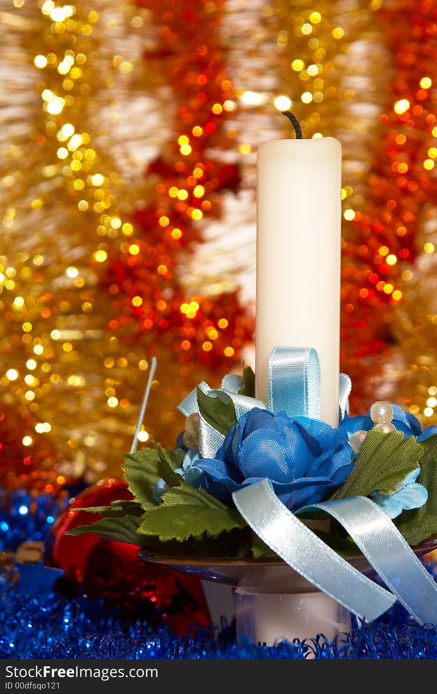 Christmas candle, light and christmas attributes