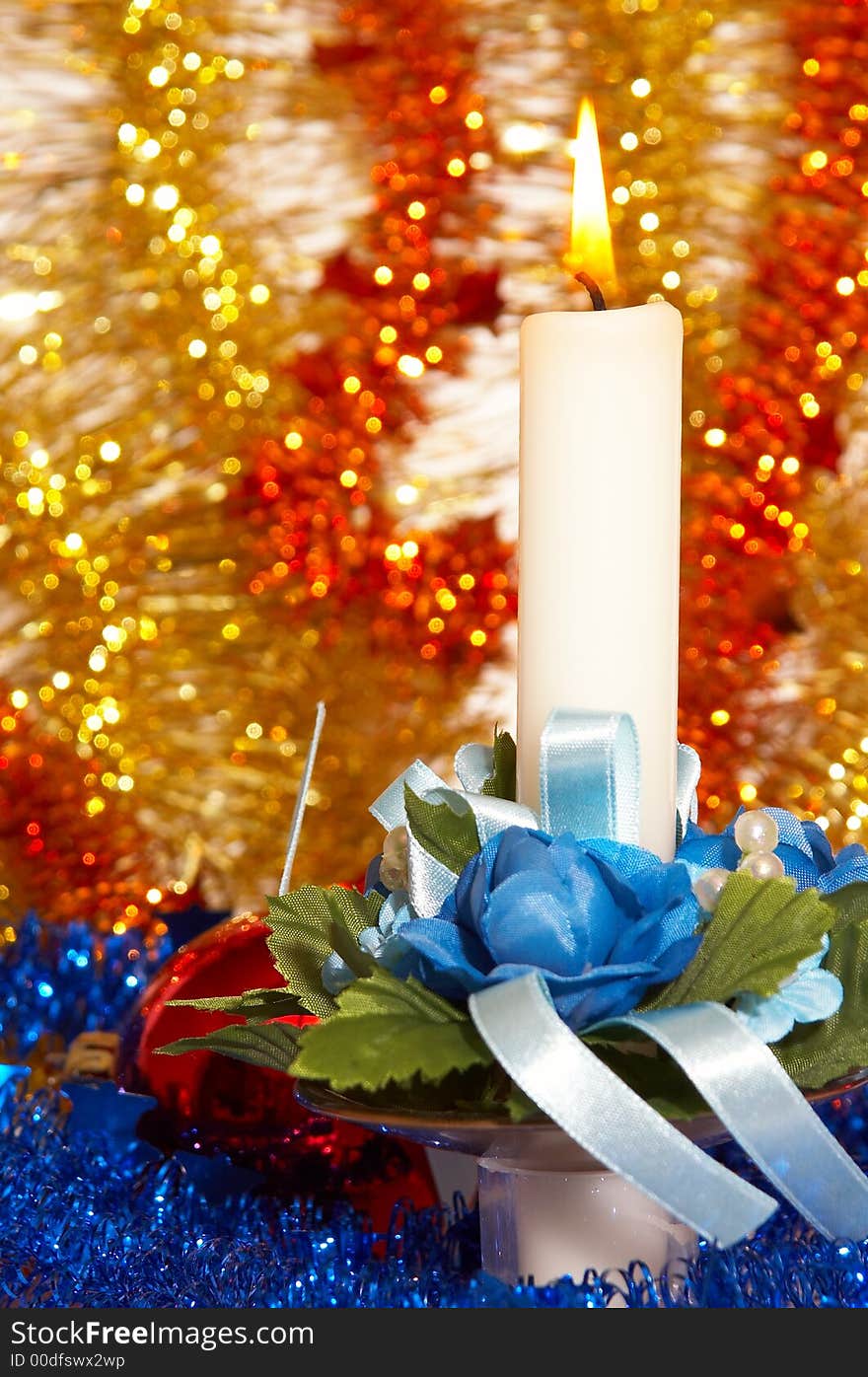 Christmas candle, light and christmas attributes