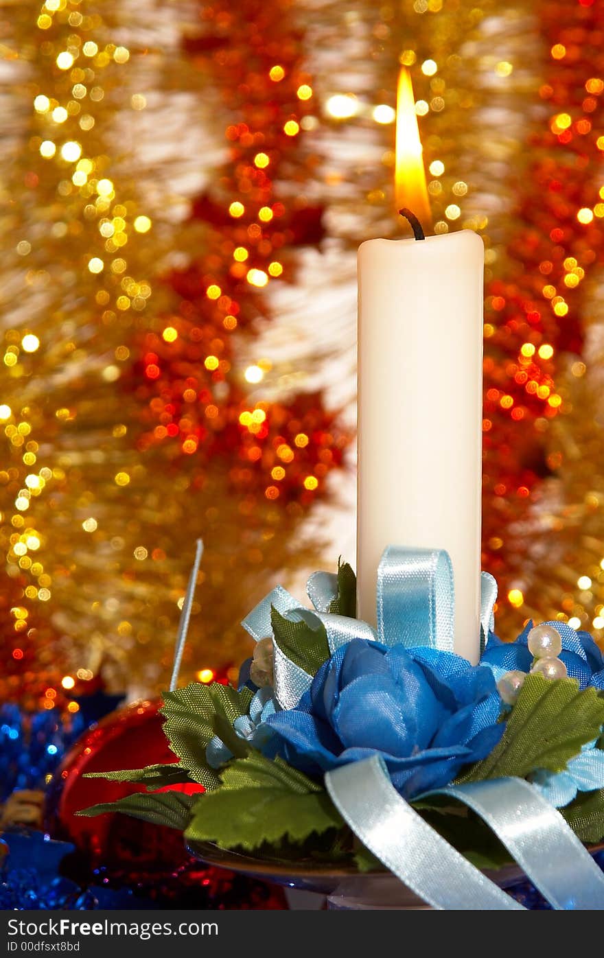 Christmas candle, light and christmas attributes