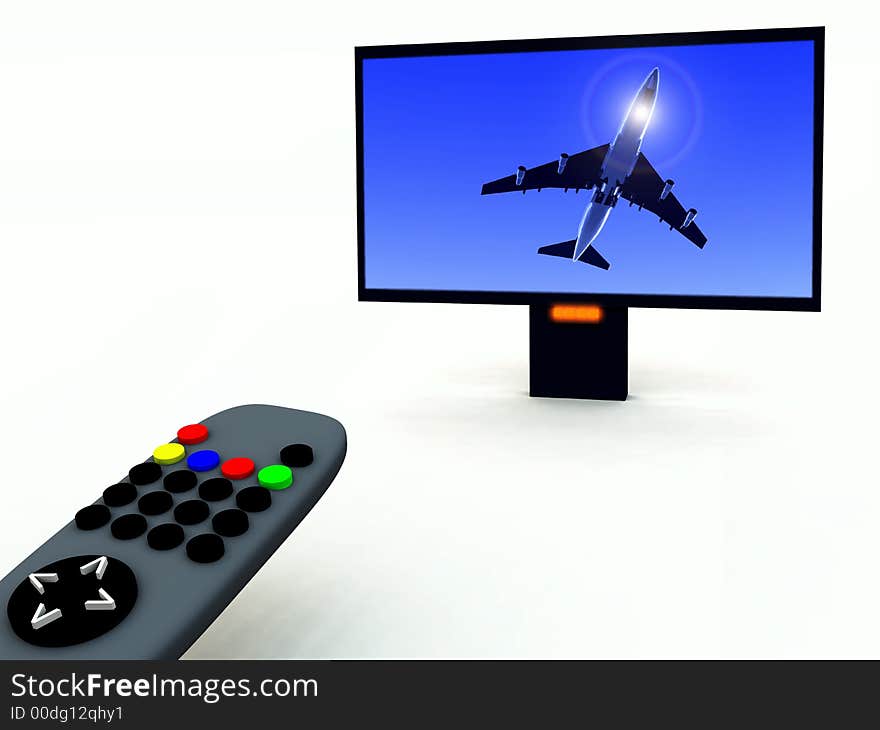 A image of a television remote control with a travel program on. A image of a television remote control with a travel program on.