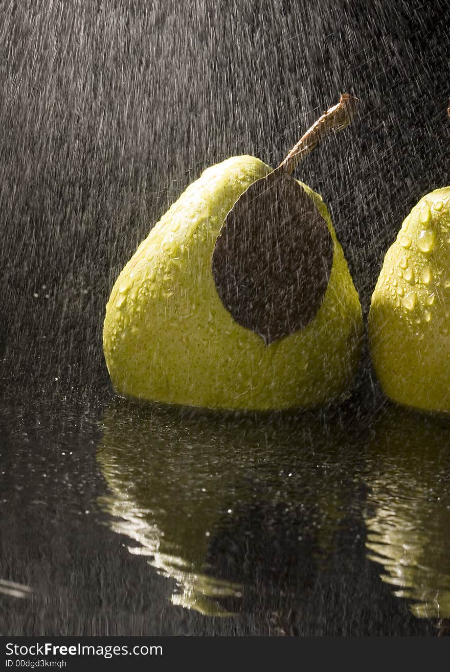 Pears in rain